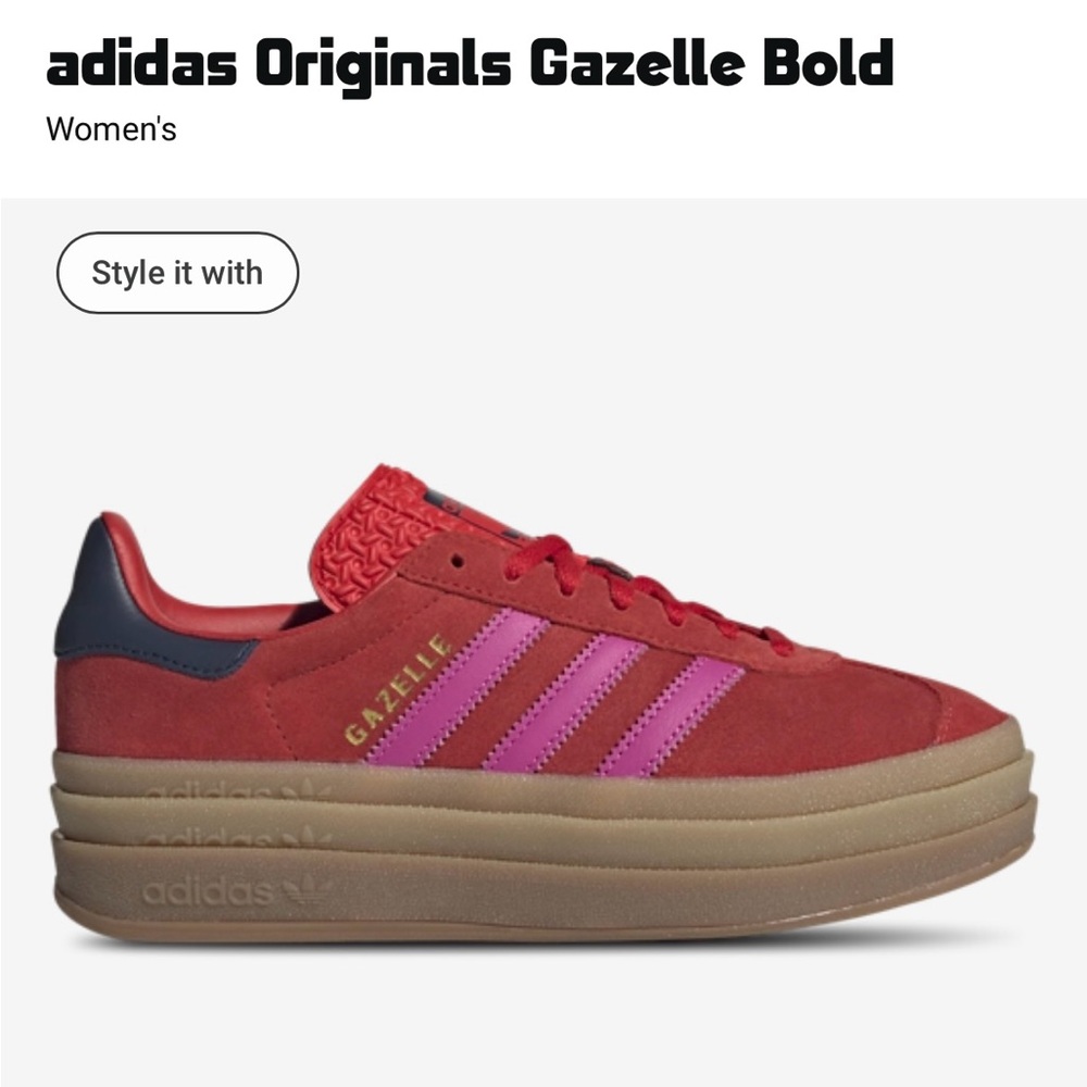 Adidas Gazelle Bold Women's Red and Pink Sneakers